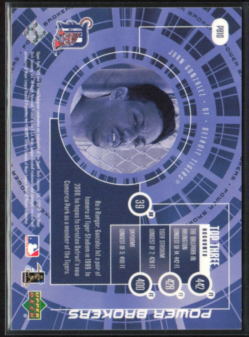 Juan Gonzalez 2000 SPx Power Brokers #PB10 Detroit Tigers
