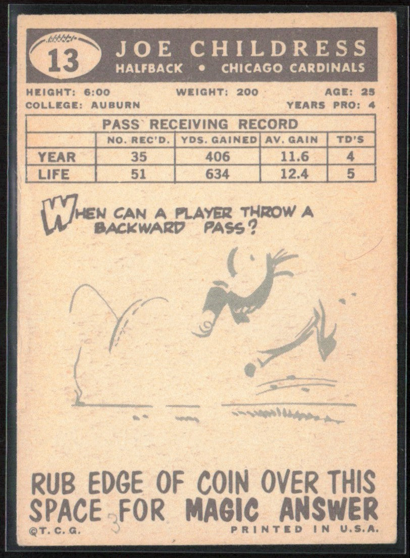 Joe Childress 1959 Topps #13 Chicago Cardinals