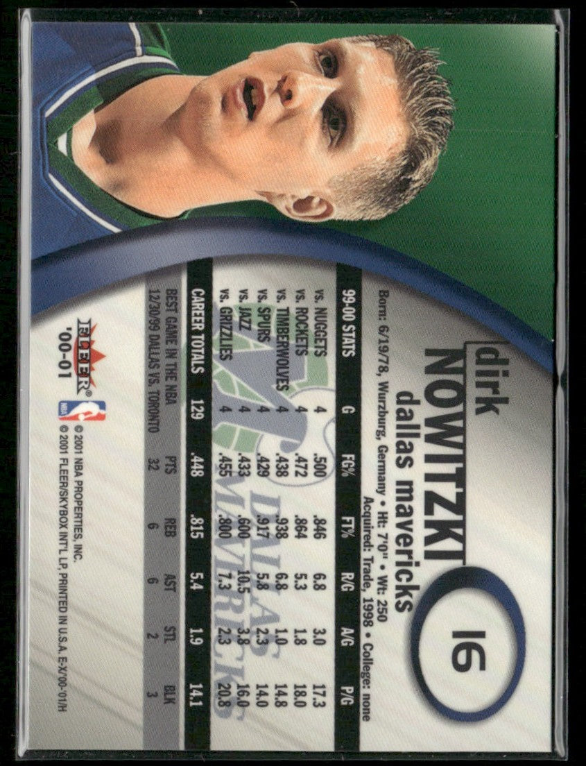 Dirk Nowitzki 2000 Fleer eX #16 Dallas Mavericks