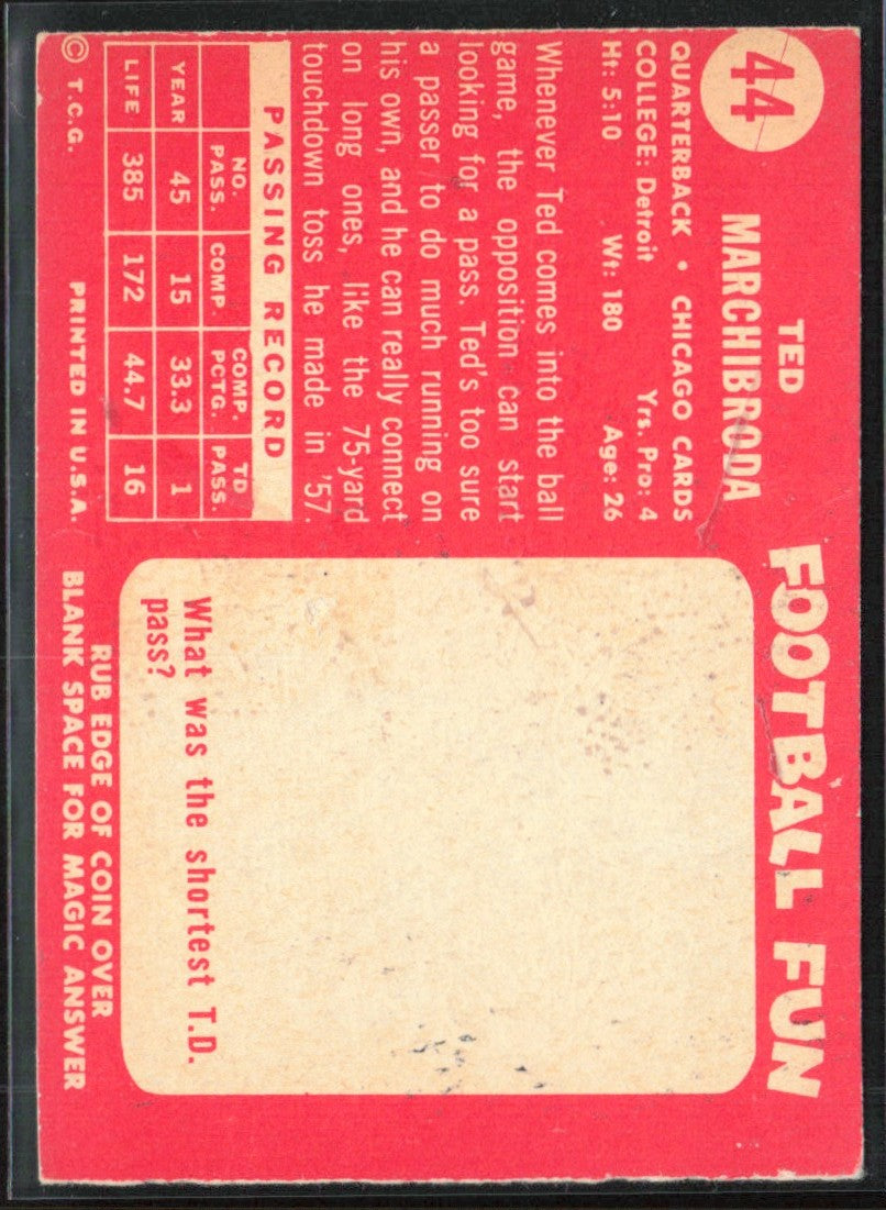 Ted Marchibroda 1958 Topps #44 Chicago Cardinals
