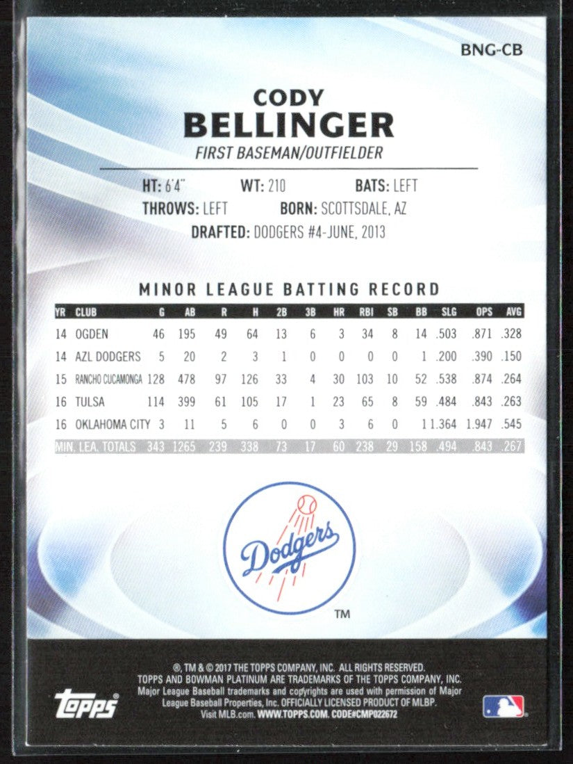Cody Bellinger 2017 Bowman Platinum Bowman's Next Generation #BNG-CB