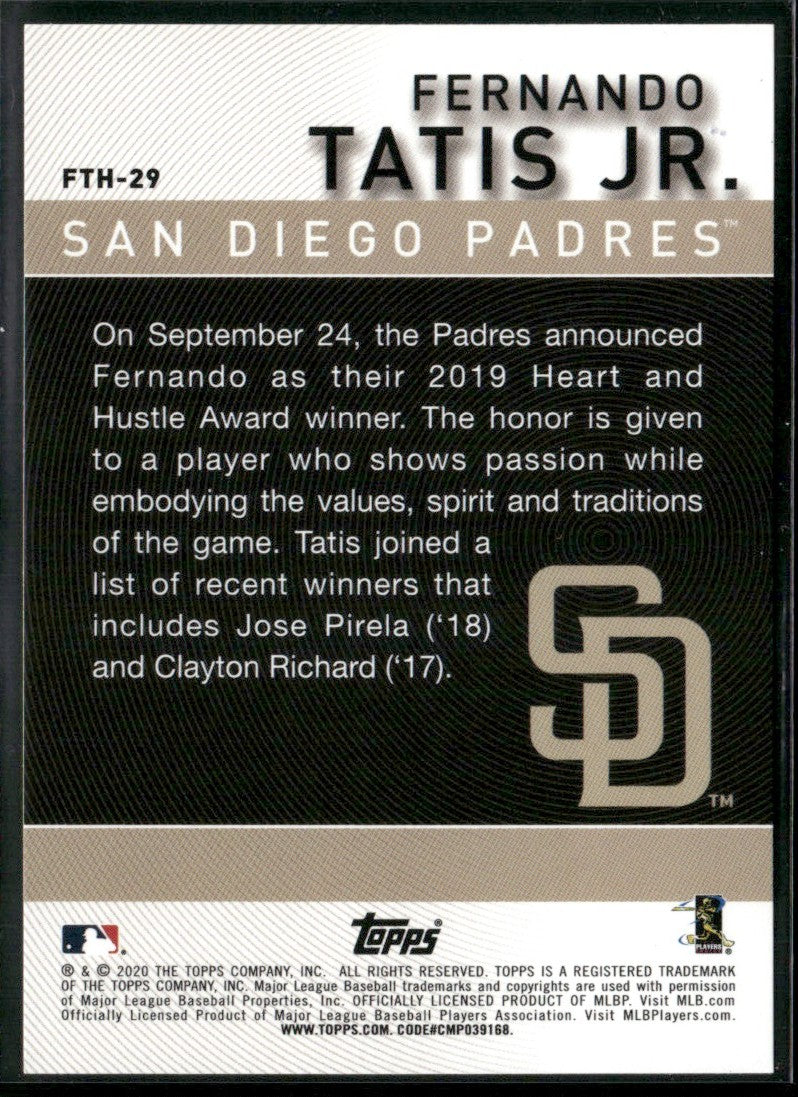 Fernando Tatis Jr. 2020 Topps From the Heart #FTH-29 San Diego Padres