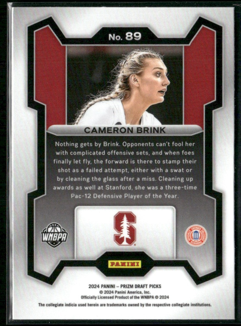 Cameron Brink 2024 Panini Prizm Draft Picks RC #89 Stanford Cardinals