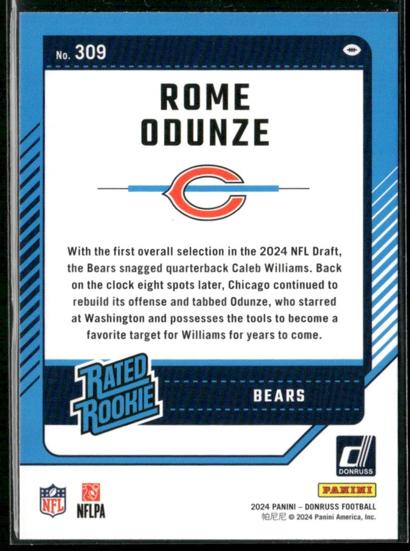 Rome Odunze 2024 Panini Donruss RC #309 Chicago Bears
