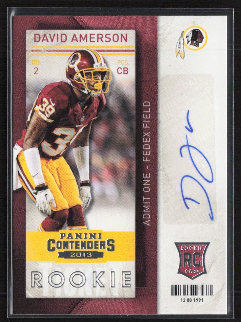 David Amerson 2013 Panini Contenders RC AUTO #130 Washington Redskins