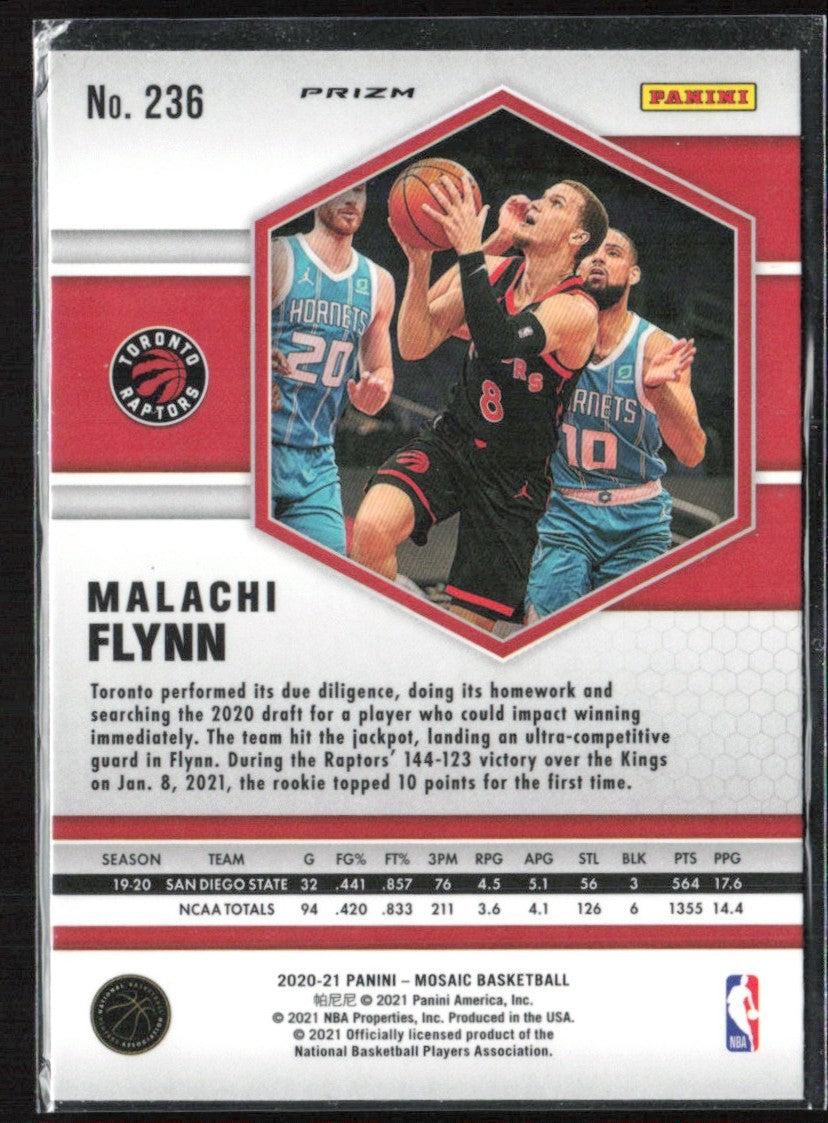 Malachi Flynn 2020 Panini Mosaic Red Prizm RC #236 Toronto Raptors