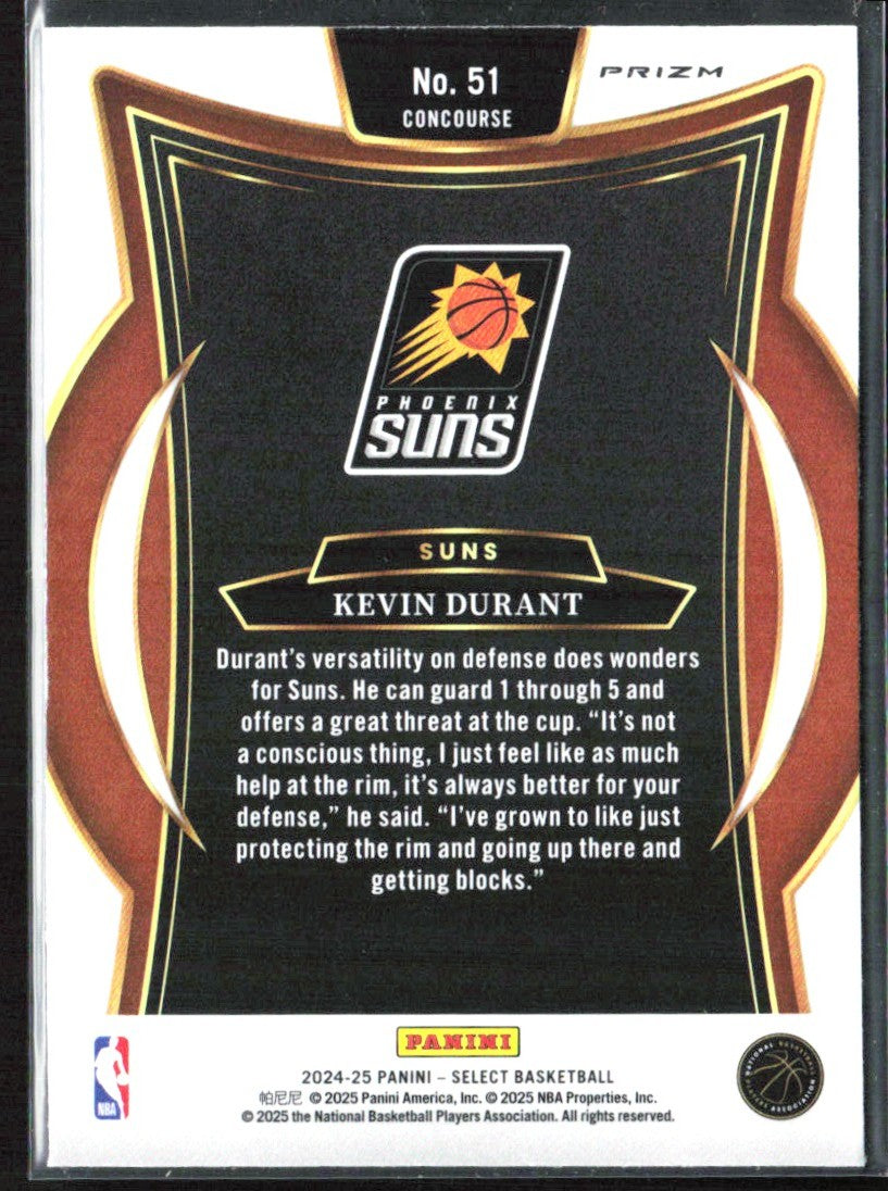 Kevin Durant 2024 Panini Select Concourse Blue Ice #51 Phoenix Suns