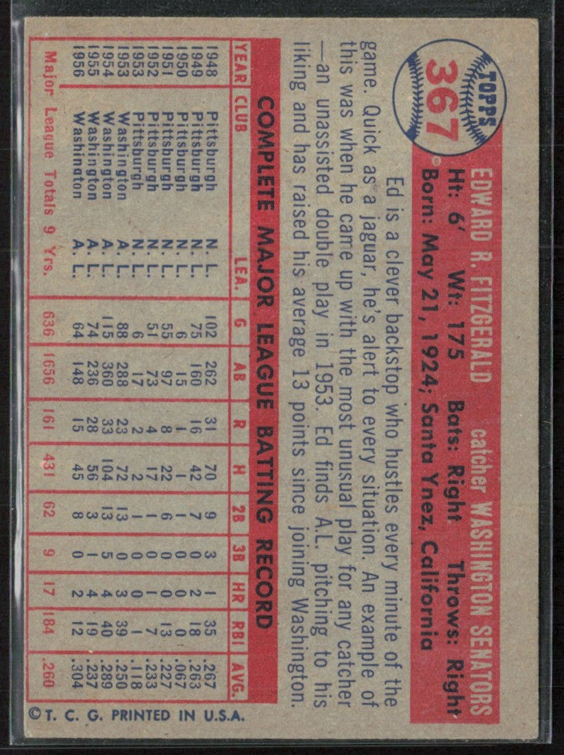 Ed Fitzgerald 1957 Topps #367 Washington Senators