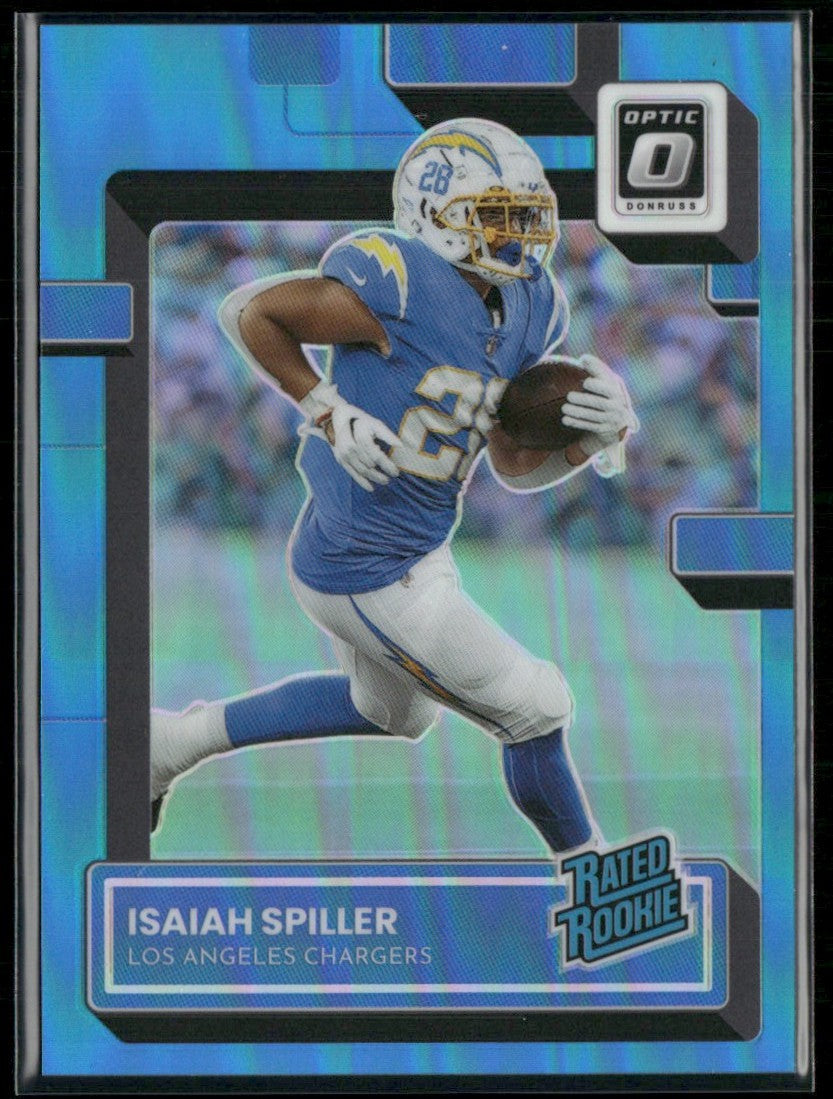 Isaiah Spiller 2022 Donruss Optic Aqua /299 #216 Los Angeles Chargers