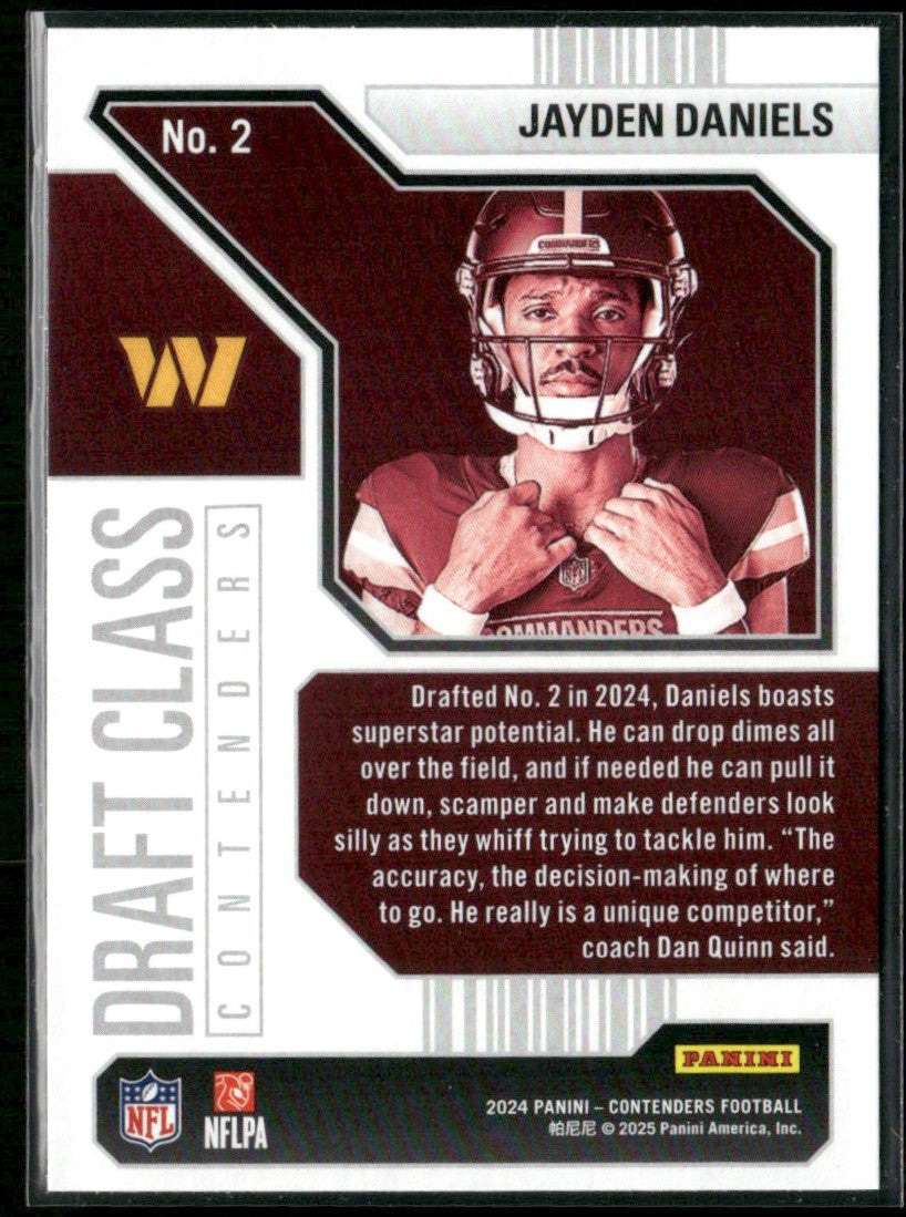 Jayden Daniels 2024 Panini Contenders Draft Class RC #2 Washington Commanders