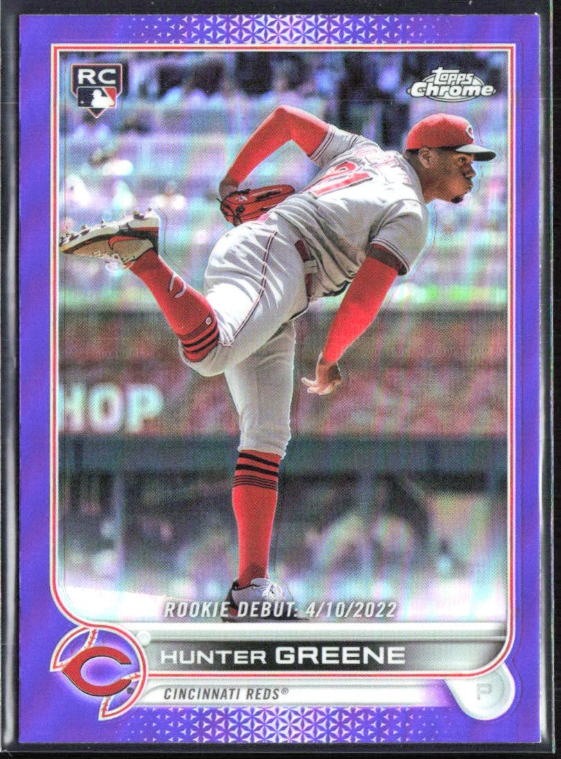 Hunter Greene 2022 Topps Chrome Purple Refractor RC #USC93 Cincinnati Reds