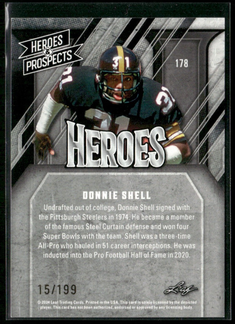 Donnie Shell 2024 Leaf Heroes & Prospects /199 #178 Pittsburgh Steelers