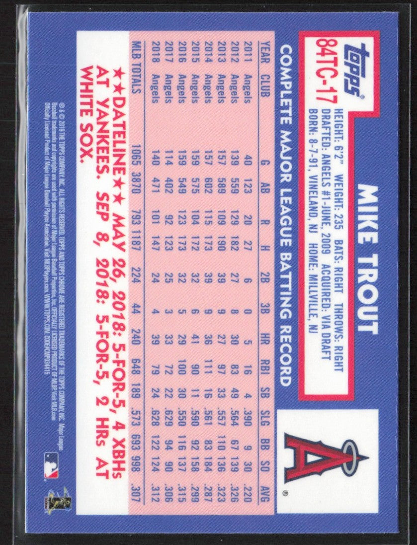 Mike Trout 2019 Topps Chrome 1984 Topps Refractor #84TC-17 Los Angeles Angels