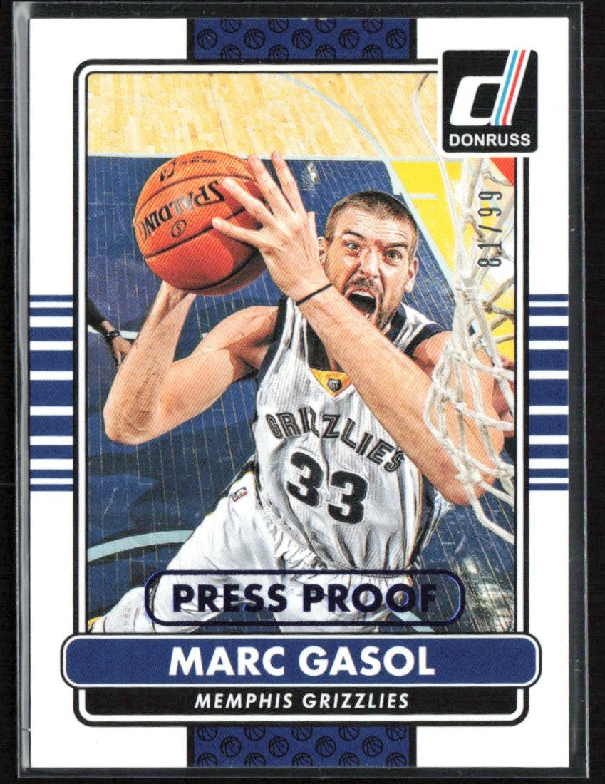 Marc Gasol 2015 Panini Donruss Basketball Press Proof /99 #46 Memphis Grizzlies
