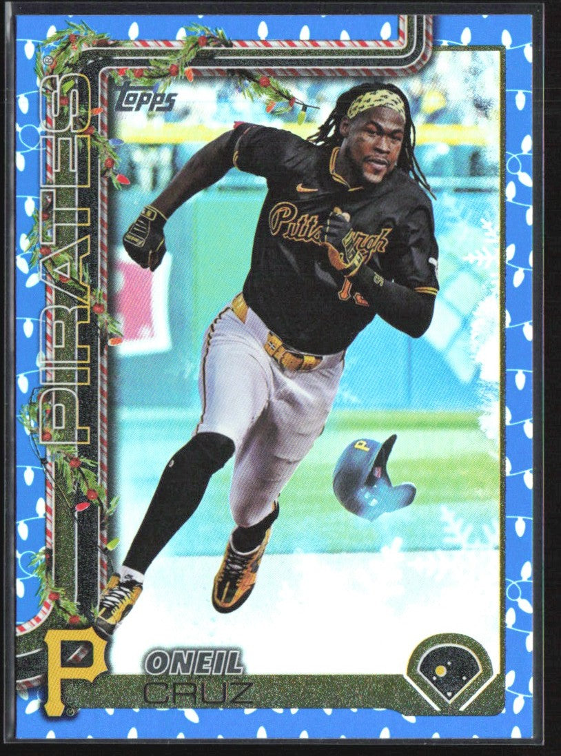 Oneil Cruz 2025 Topps Holiday Blue Holiday Lights #H73 Pittsburgh Pirates