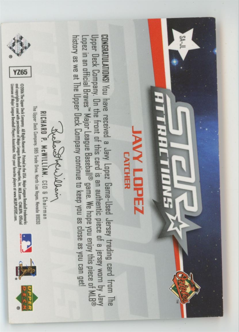 Javy Lopez 2006 Upper Deck Star Attractions Jersey #SA-JL Baltimore Orioles