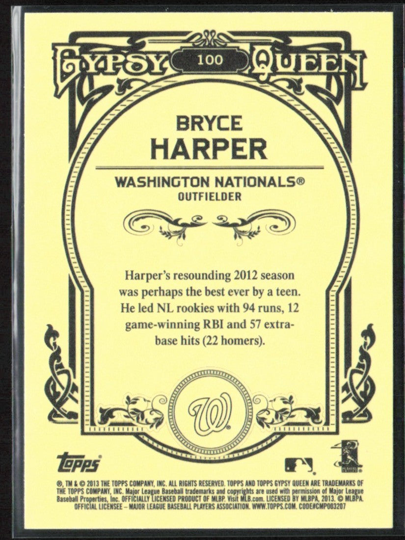 Bryce Harper 2013 Topps Gypsy Queen Swinging #100 Washington Nationals