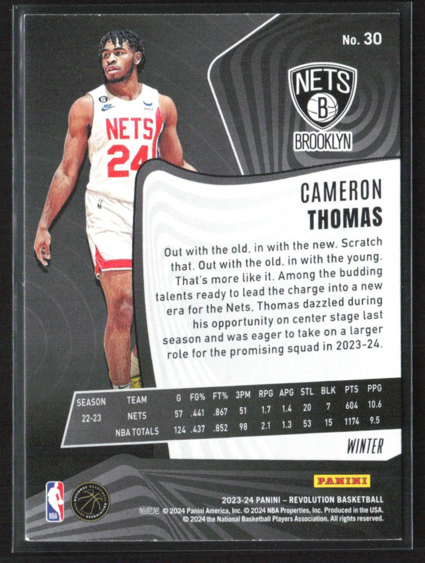 Cameron Thomas 2023 Panini Revolution Winter #30 Brooklyn Nets