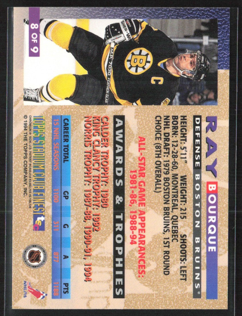 Ray Bourque 1994 Topps Stadium Club Finest #8 Boston Bruins