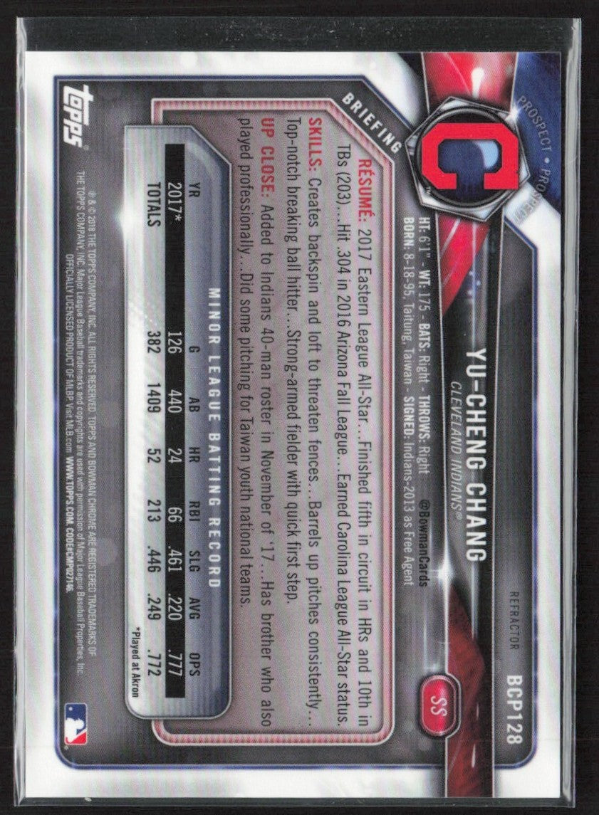 Yu-Cheng Chang 2018 Bowman Chrome Refractor Purple /499 #BCP128