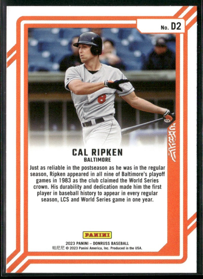 Cal Ripken 2023 Donruss Dominators Rapture #D2 Baltimore Orioles