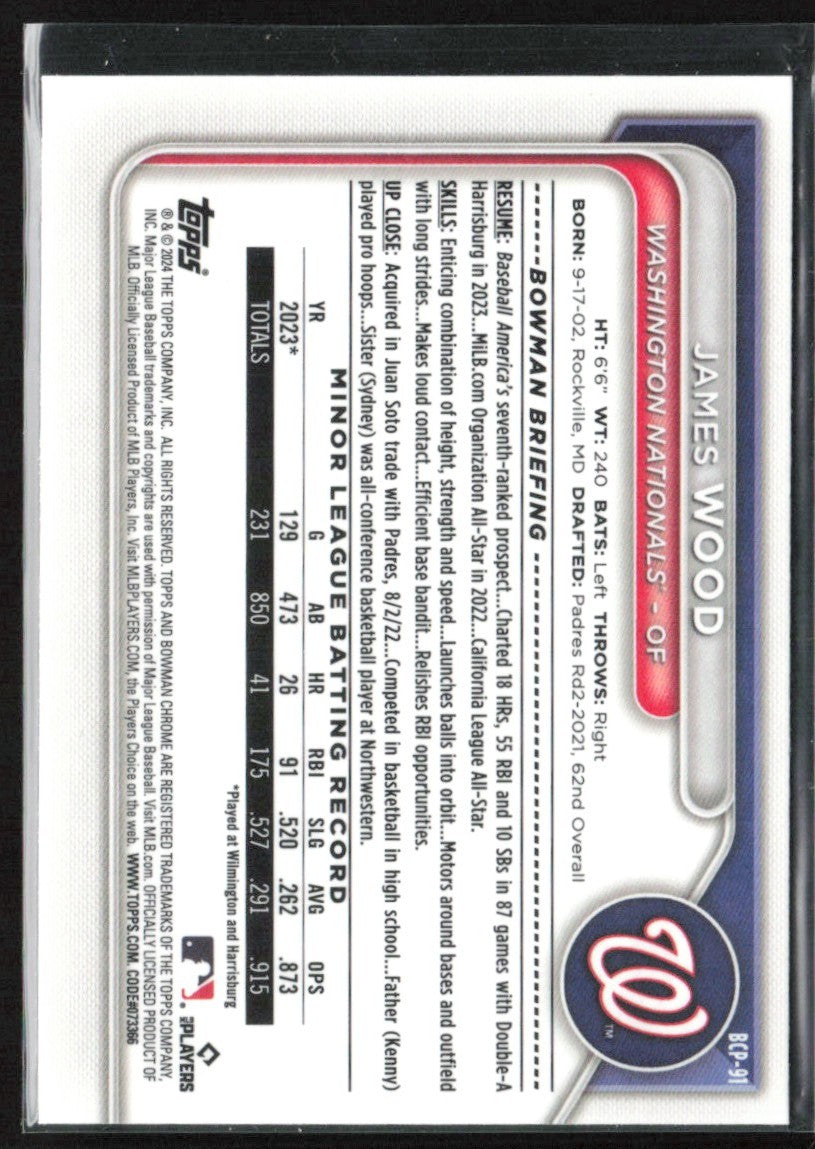 James Wood 2024 Bowman Chrome Mega Box Mojo Refractor #BCP-91