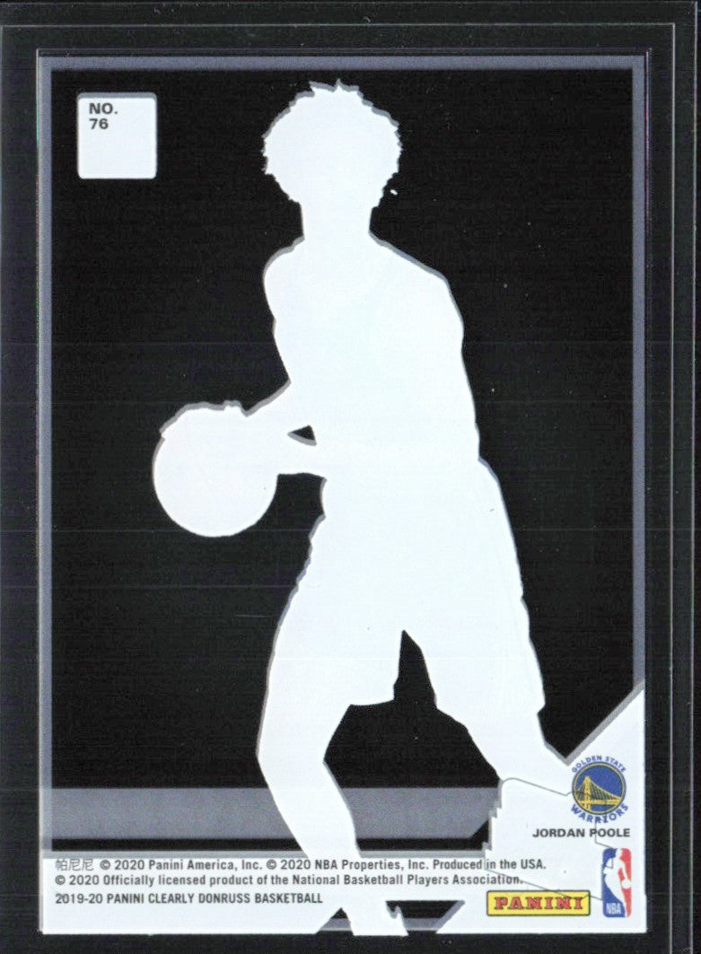 Jordan Poole 2020 Panini Clearly Donruss RC #76 Golden State Warriors