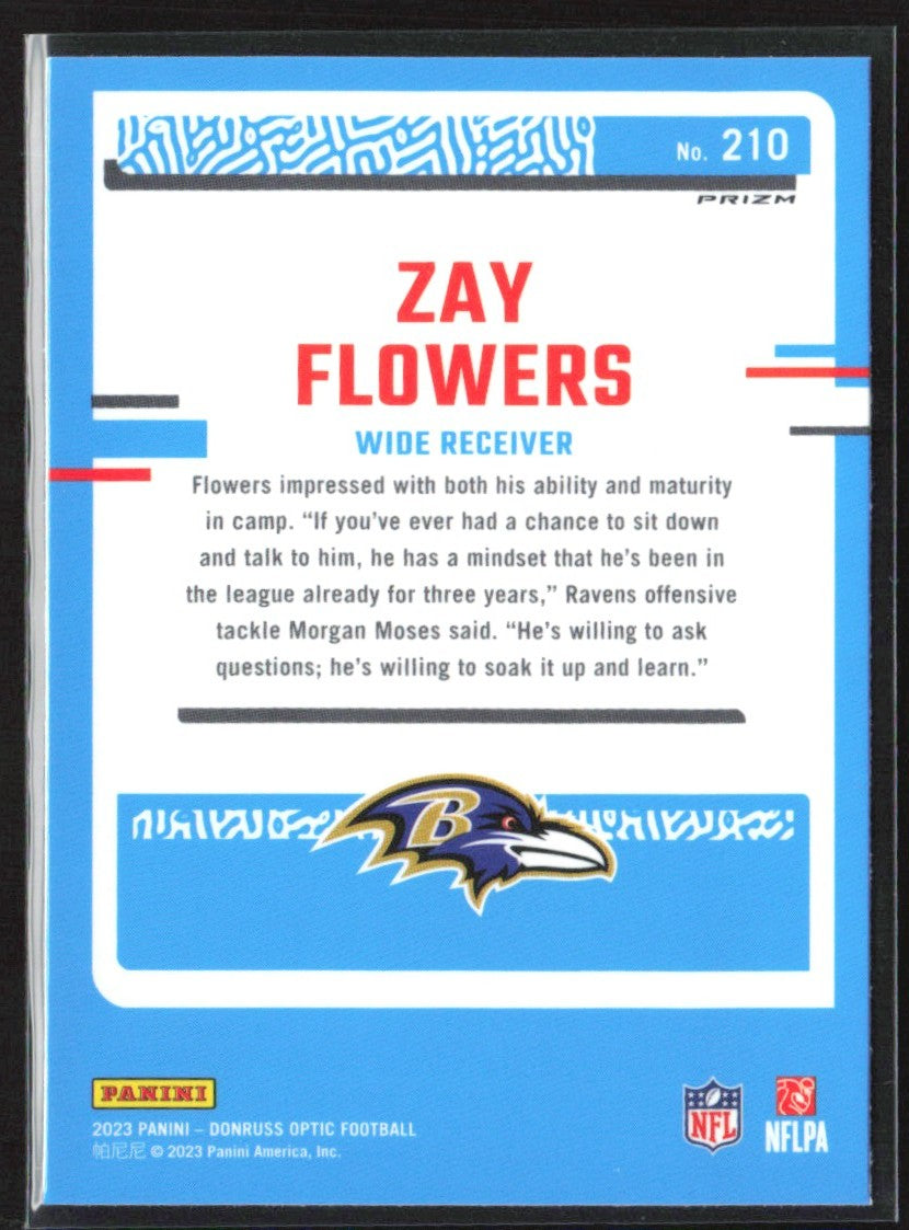 Zay Flowers 2023 Donruss Optic Blue Scope RC #210 Baltimore Ravens