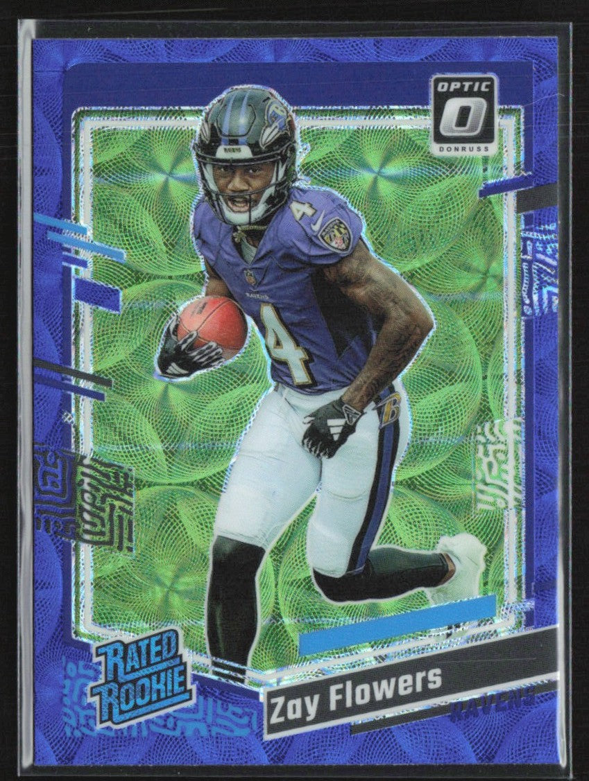 Zay Flowers 2023 Donruss Optic Blue Scope RC #210 Baltimore Ravens