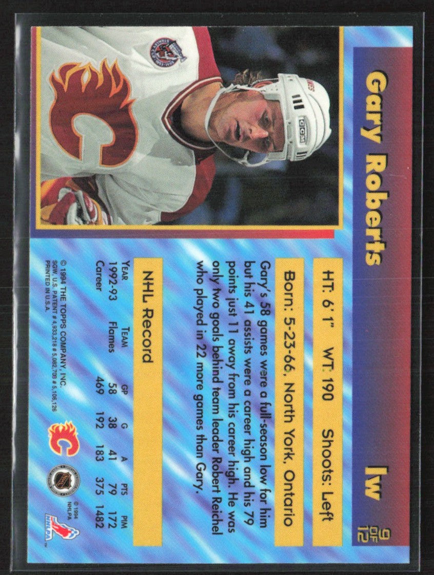 Gary Roberts 1993 Topps Stadium Club Finest #9 Calgary Flames