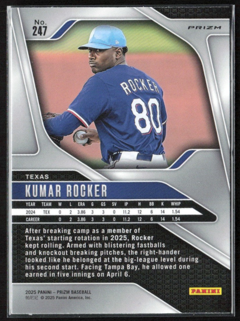 Kumar Rocker 2025 Panini Prizm Blue Ice #247 Texas Rangers