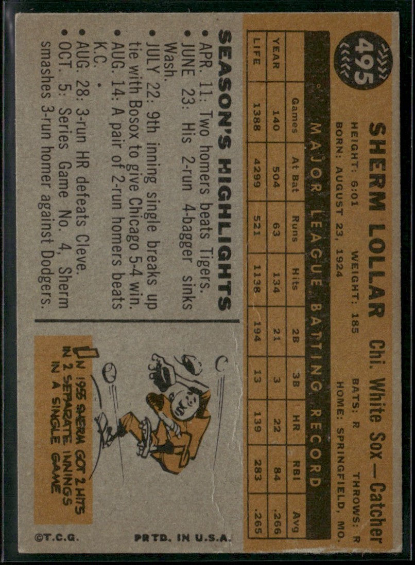 Sherm Lollar 1960 Topps #495 Chicago White Sox