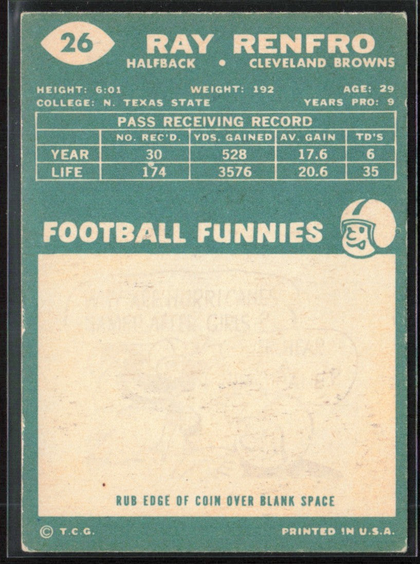 Ray Renfro 1960 Topps #26 Cleveland Browns