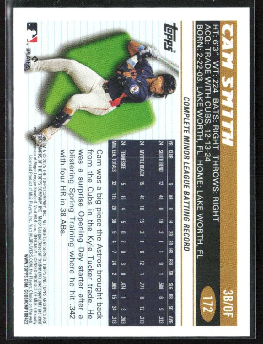 Cam Smith 2025 Topps Archives RC #172 Houston Astros