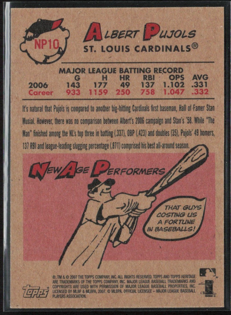 Albert Pujols 2007 Topps Heritage New Age Performers #NP10 St. Louis Cardinals