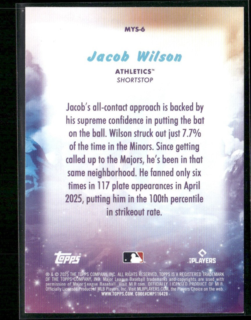 Jacob Wilson 2025 Topps Update Mystical RC #MYS-6 Athletics