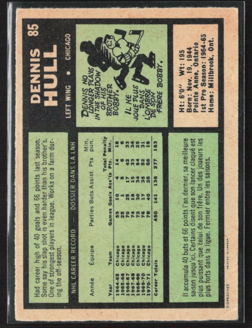 Dennis Hull 1971 O-Pee-Chee #85 Chicago Blackhawks