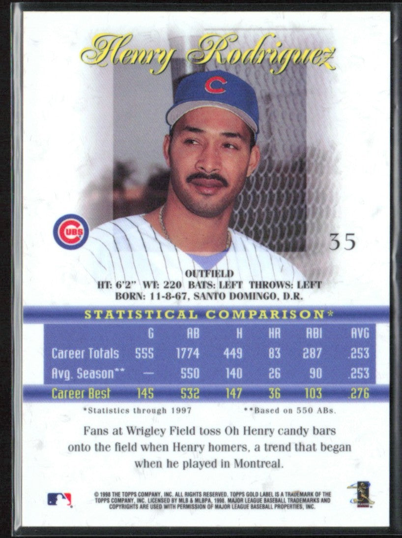 Henry Rodriguez 1998 Topps Gold Label Class 2 #35 Chicago Cubs