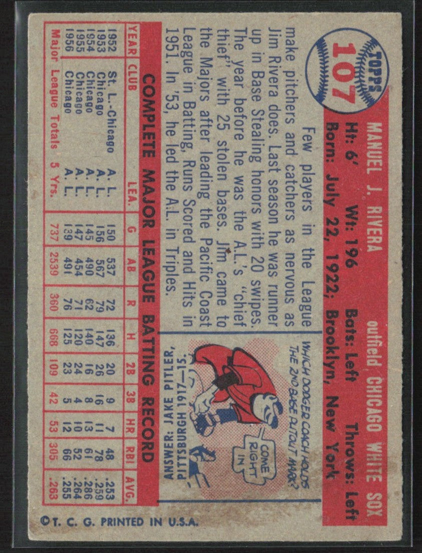 Jim Rivera 1957 Topps #107 Chicago White Sox