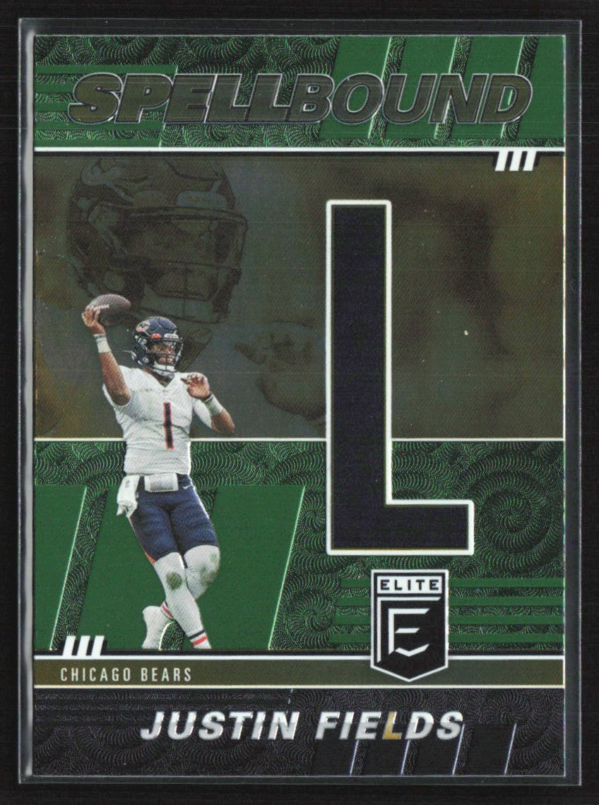 Justin Fields 2022 Donruss Elite Spellbound Green #SB-JF4 Chicago Bears