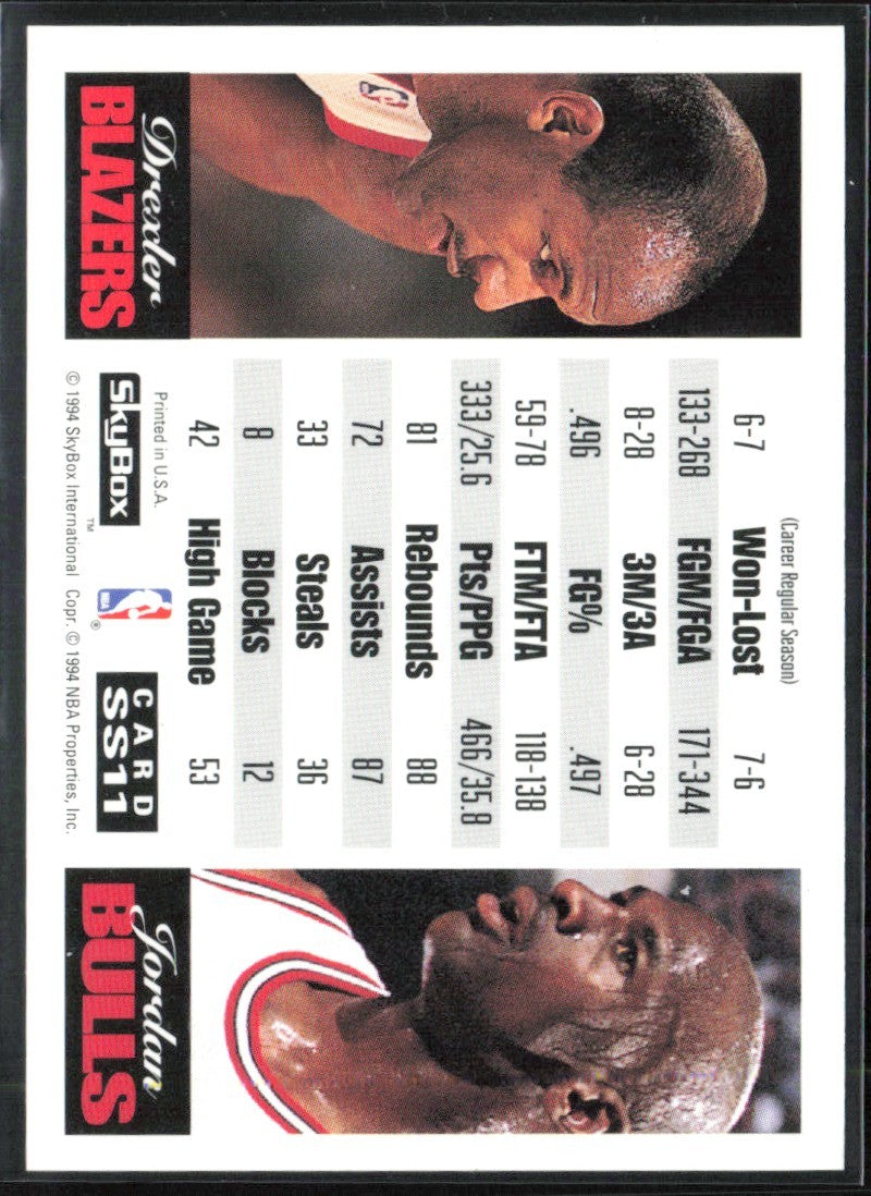 Michael Jordan Clyde Drexler 1994 Skybox Showdown Series #SS11 Chicago Bulls