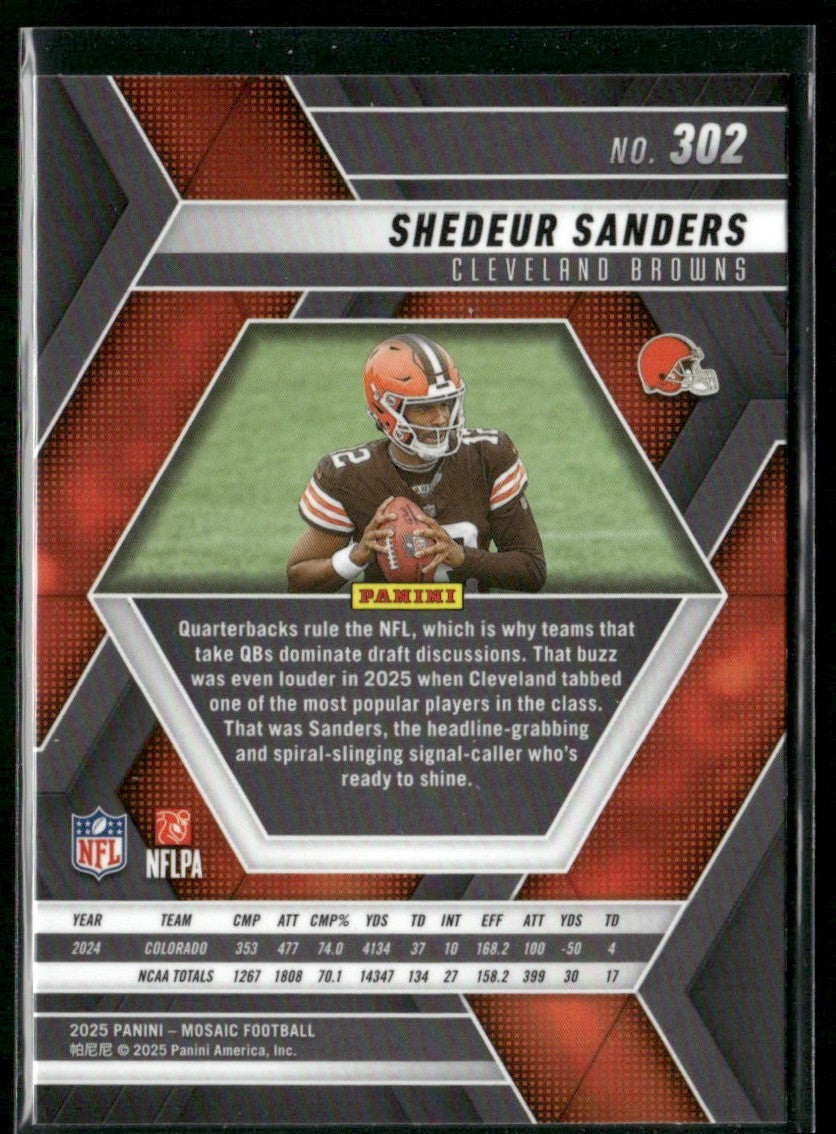 Shedeur Sanders 2025 Panini Mosaic RC #302 Cleveland Browns