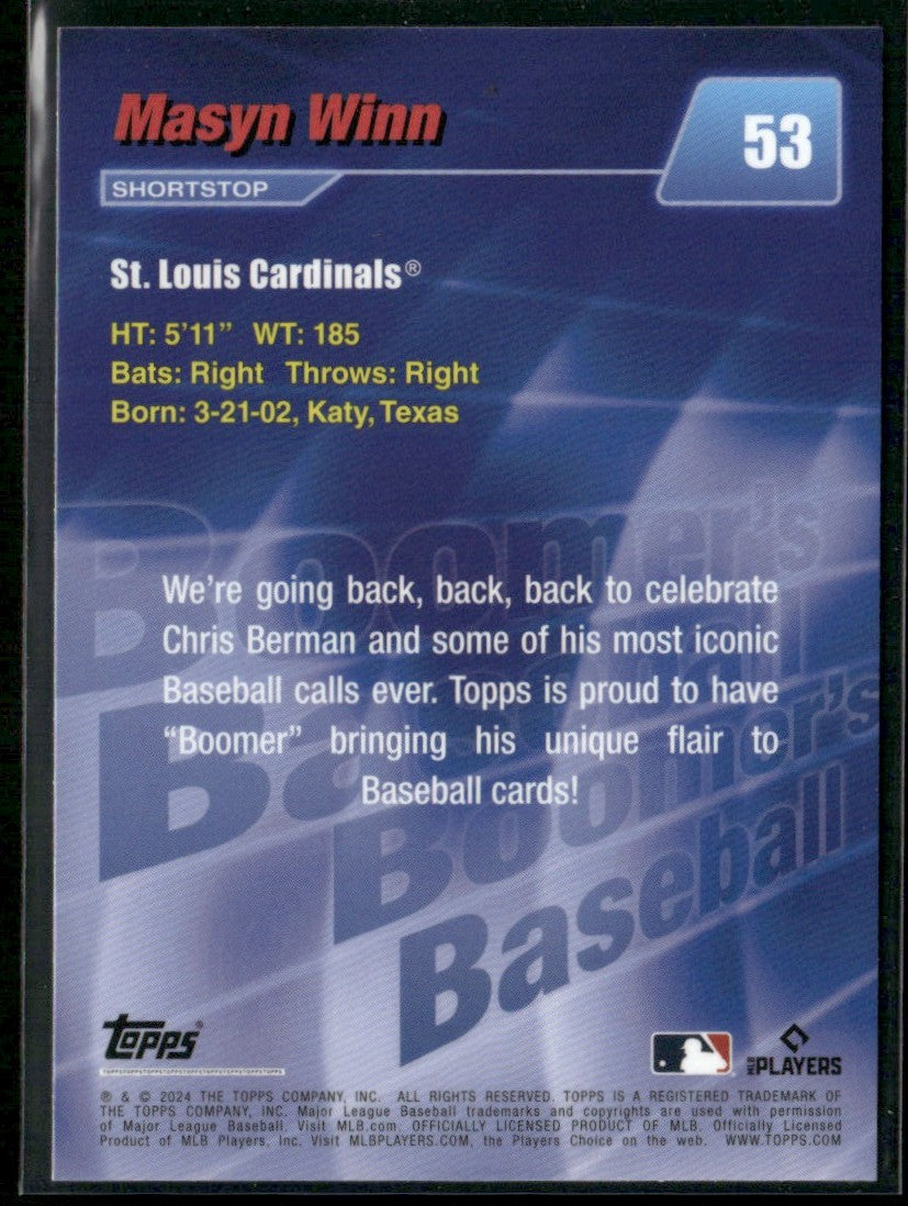 Masyn Winn 2024 Topps x Chris Berman Boomer's Baseball RC #53