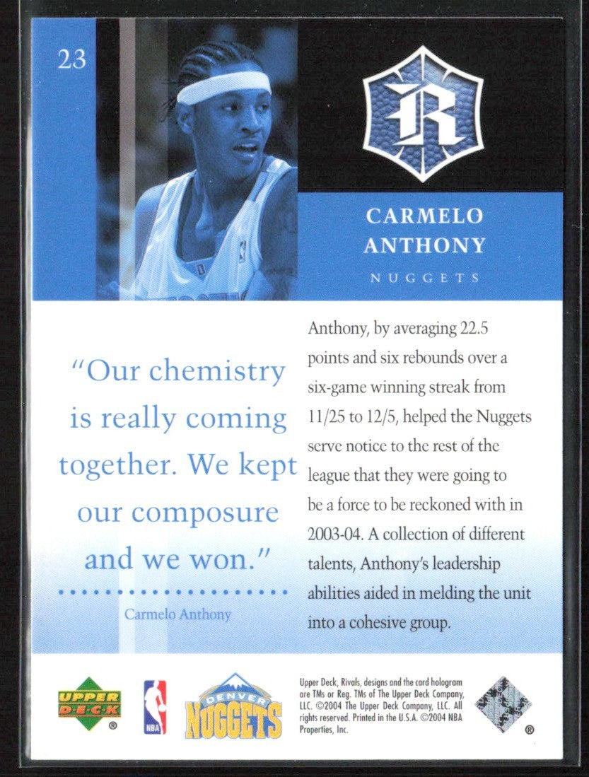 Carmelo Anthony 2004 Upper Deck Rivals #23 Denver Nuggets