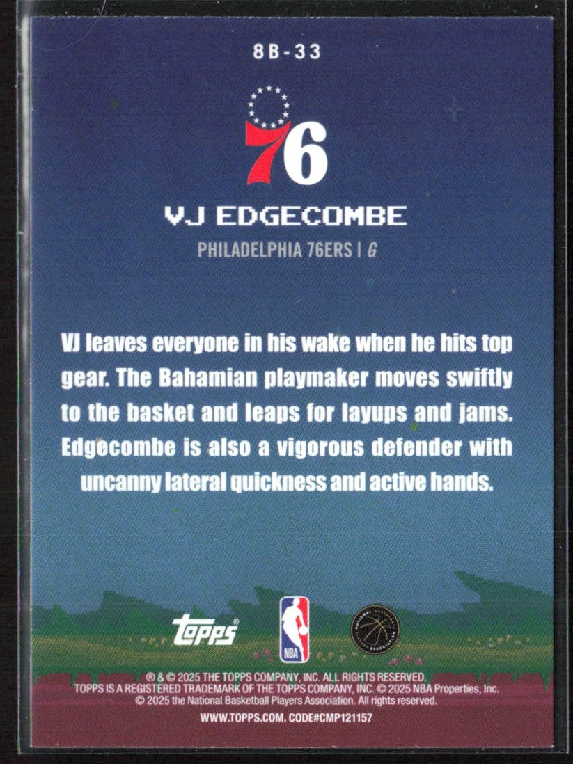 VJ Edgecombe 2025 Topps 8-Bit Ballers RC #8B-33 Philadelphia 76ers