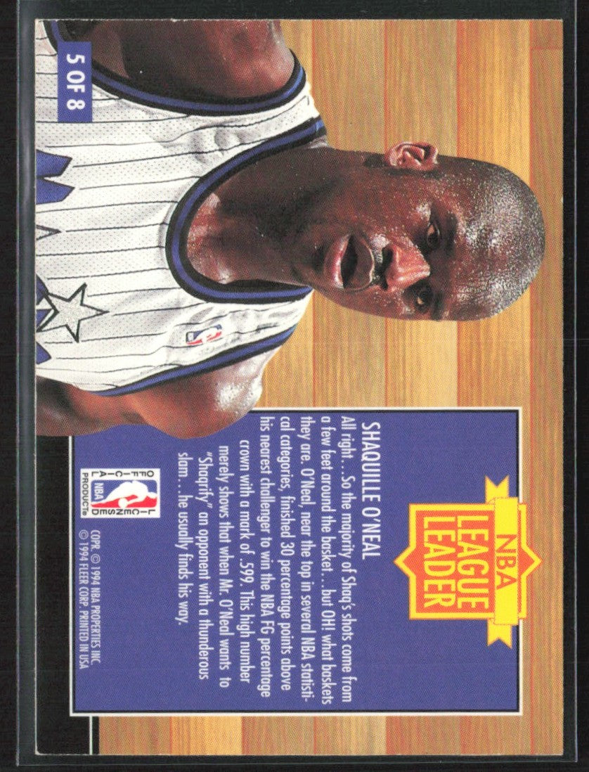 Shaquille O'Neal 1994 Fleer League Leader #5 Orlando Magic