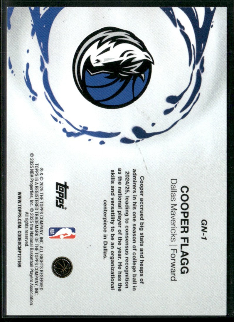 Cooper Flagg 2025 Topps Generation Now RC #GN-1 Dallas Mavericks
