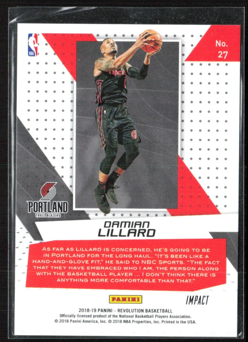 Damian Lillard 2018 Panini Revolution Vortex Impact #27 Portland Trail Blazers