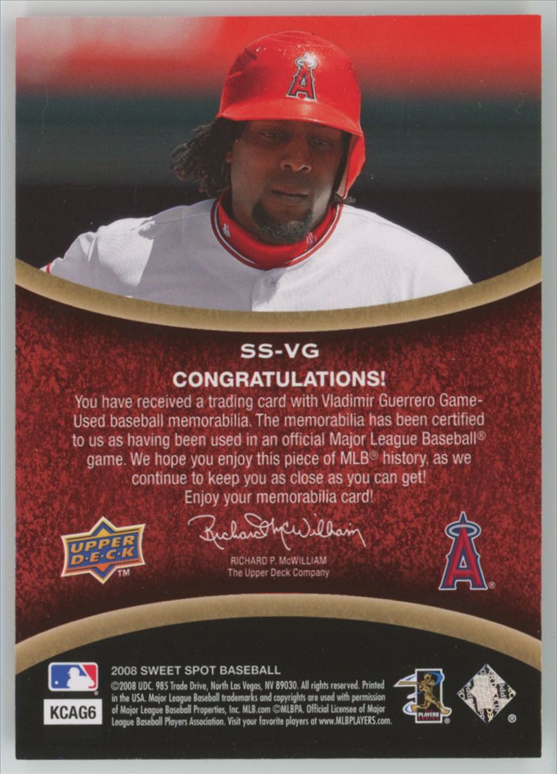 Vladimir Guerrero 2008 Upper Deck Sweet Spot Swatches Jersey #SS-VG