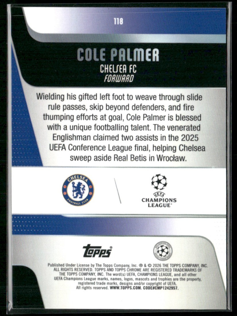 Cole Palmer 2025 Topps Chrome UEFA Club Competitions Raywave #118 Chelsea FC